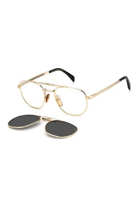 عینک آفتابی طلائی مردانه 52 UV400 فلزی مات هندسی کد 462304279