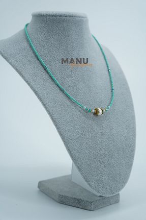 گردنبند جواهر آبی زنانه برنجی MANU - کد 462299730