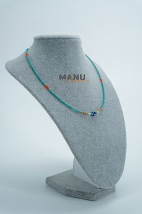 گردنبند جواهر آبی زنانه منجق MANU - کد 462301114