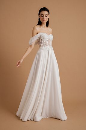 لباس مجلسی و فارغ التحصیلی سفید زنانه شیفون Lenta Moda - کد 355101515