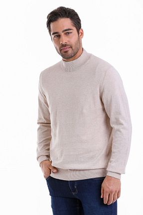 پلیور بژ مردانه ساده Hatemoğlu - کد 235242184