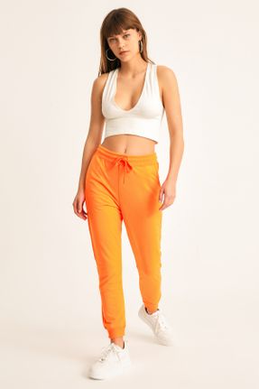پائین تنه گرمکن ورزشی نارنجی زنانه پاچه تنگ فاق بلند کد 464339635
