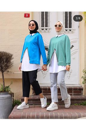 تونیک حجاب سبز زنانه پنبه پلی استر EKRUTEX - کد 465854424