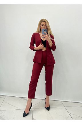 ست بالاتنه و پائین تنه زرشکی زنانه بافتنی merlavin - کد 333512704