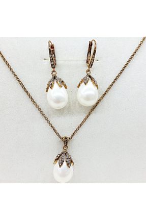 ست جواهر طلائی زنانه روکش طلا Aşina Gümüş - کد 52891705
