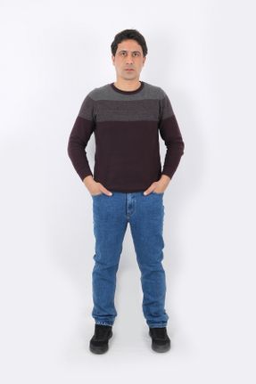 شلوار آبی مردانه پنبه (نخی) جین پاچه راحت فاق بلند کلاسیک کد 82305078
