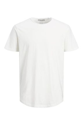 تی شرت سفید مردانه رگولار یقه گرد تکی کد 465537271