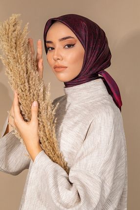 روسری زرشکی پلی استر Silk Home - کد 466140626