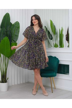 لباس بنفش زنانه بافتنی CİXAPLE - کد 466902724