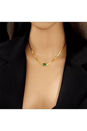 گردنبند استیل ( فولاد ) طلائی زنانه استیل ضد زنگ ESJ - کد 466355950