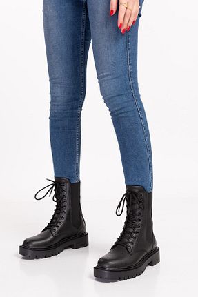 بوت / نیم بوت مشکی زنانه چرم خالص CAMİNA - کد 467385006