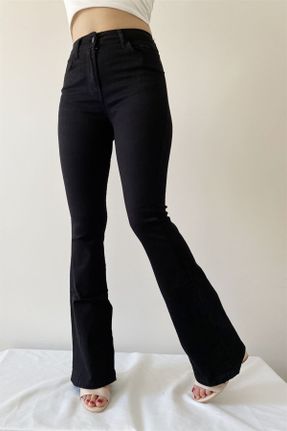 شلوار جین مشکی زنانه پاچه گشاد جین بلند کد 467619362