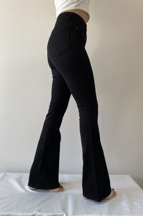 شلوار جین مشکی زنانه پاچه لوله ای فاق بلند کد 467619492