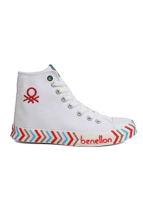 کفش اسنیکر سفید زنانه بند دار Benetton - کد 349404622