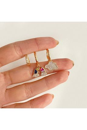 گوشواره جواهر طلائی روکش طلا کد 457032305