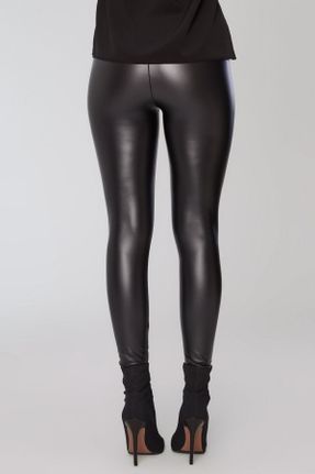 ساق شلواری مشکی زنانه بافتنی چرم مصنوعی سایز بزرگ فاق بلند کد 467433886