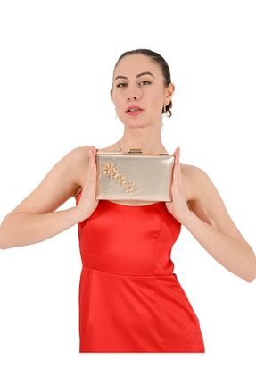 کیف مجلسی طلائی زنانه چرم مصنوعی Biçanta - کد 460020038