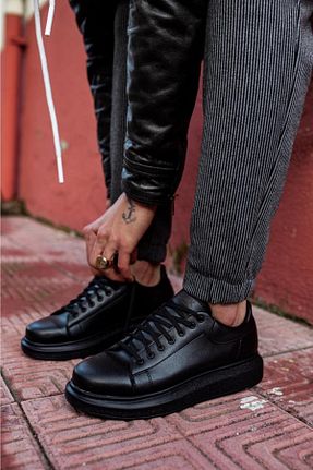 کفش اسنیکر مشکی مردانه بند دار KN Fashion - کد 467997424