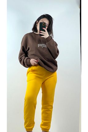 سوئیشرت قهوه ای زنانه ساده Ezgi Deveci Butik - کد 384092966