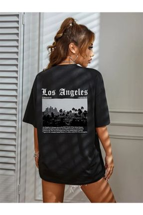 تی شرت مشکی زنانه اورسایز یقه گرد لیکرا کد 468314884