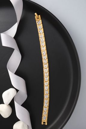 دستبند استیل طلائی زنانه فولاد ( استیل ) کد 59381642