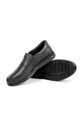 کفش کژوال مشکی مردانه چرم طبیعی پاشنه کوتاه ( 4 - 1 cm ) پاشنه ساده کد 356243153