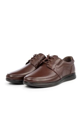 کفش کژوال قهوه ای مردانه چرم طبیعی پاشنه کوتاه ( 4 - 1 cm ) پاشنه ساده کد 356259359