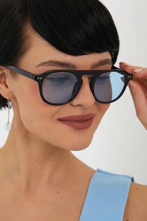 عینک آفتابی آبی زنانه 50 UV400 پلاستیک سایه روشن بیضی کد 468697619