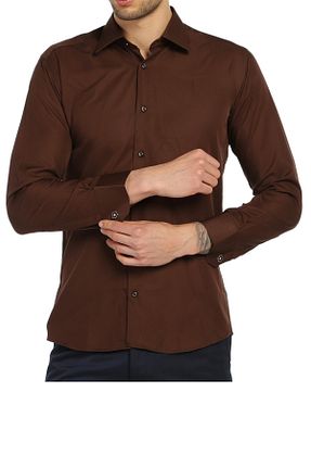 پیراهن قهوه ای مردانه اسلیم فیت Dicotto - کد 6700930