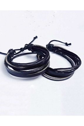 دستبند جواهر رنگی زنانه چرم خالص BSN Takı - کد 379916010