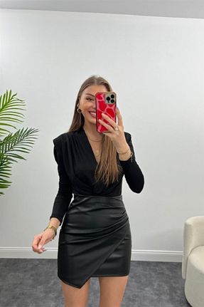 دامن مشکی زنانه لیکرا SADE - کد 468954701