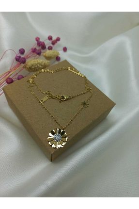 گردنبند استیل ( فولاد ) طلائی زنانه استیل (فولاد) Stone - کد 469176244