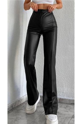 شلوار مشکی زنانه چرم مصنوعی AREF JEANS - کد 467767407