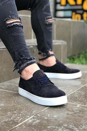 کفش اسنیکر سرمه ای مردانه بند دار KN Fashion - کد 467965652