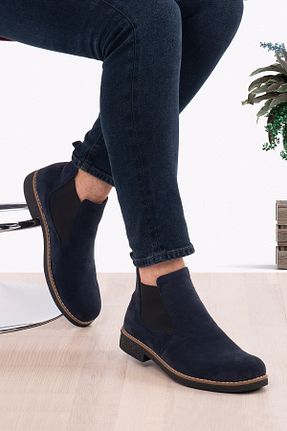 بوت / نیم بوت سرمه ای مردانه چرم مصنوعی Zegeshoes - کد 159150778
