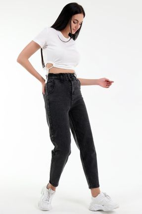 شلوار جین طوسی زنانه پاچه لوله ای فاق بلند جوان کد 307258325