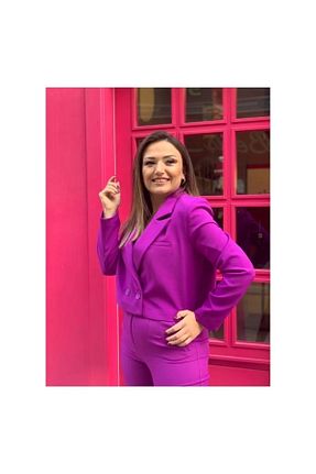 کت بنفش زنانه بدون جیب Nagihan Yeşilyurt - کد 468348848