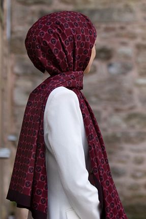 شال زرشکی زنانه Medine İpeği Vissona - کد 469664894