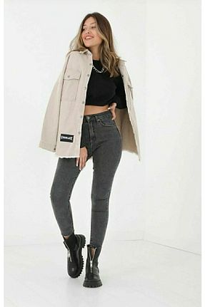 شلوار جین طوسی زنانه رگولار LİMABEL - کد 470131794