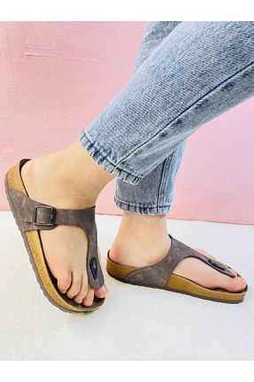 دمپائی خانگی قهوه ای زنانه چرم مصنوعی YILDIZ SHOES - کد 452162567