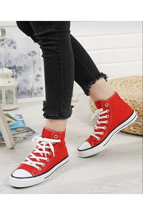 کفش اسنیکر قرمز زنانه بند دار wefashion - کد 470310626