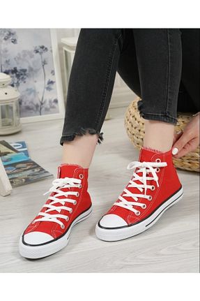 کفش اسنیکر قرمز زنانه بند دار wefashion - کد 470310626