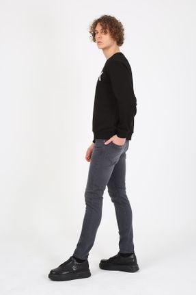 شلوار جین طوسی مردانه پاچه تنگ جین ساده پوشاک ورزشی استاندارد کد 470385155