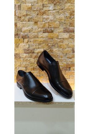 کفش کلاسیک مشکی مردانه چرم طبیعی پاشنه کوتاه ( 4 - 1 cm ) پاشنه ضخیم کد 470202411