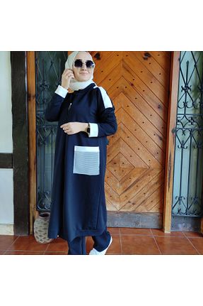 ست گرمکن حجاب سرمه ای زنانه رگولار AYSUN AYDEMİR - کد 470250457