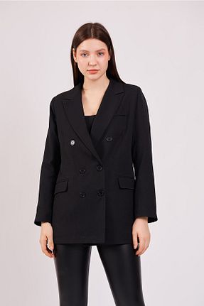 کت بلیزر مشکی زنانه Mesh Volanlı - کد 470001006