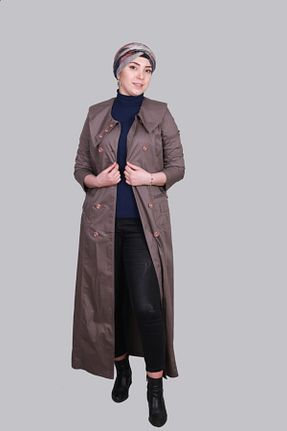 مانتو بلند حجاب قهوه ای زنانه Bilgiçler - کد 82891047