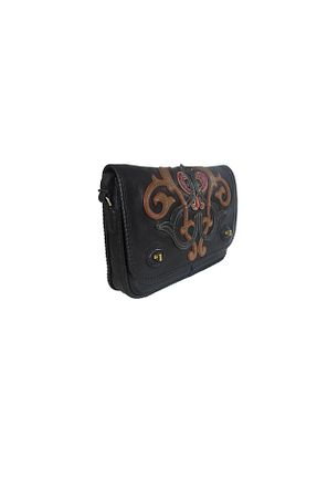 کیف پستچی مشکی زنانه چرم خالص GÖN Deri - کد 83010989