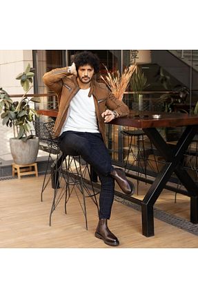 بوت / نیم بوت قهوه ای مردانه چرم خالص İBAY - کد 470191473