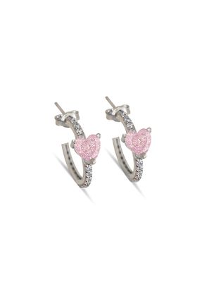 گوشواره نقره صورتی زنانه 925 عیار Silveranka - کد 470841302